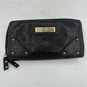 Jessica Simpson Wallet Clutch Black Cards Id Studded 7.5"x4.5"x1.5"